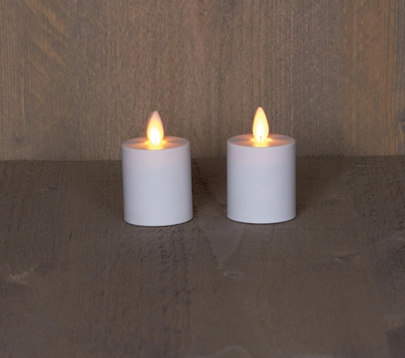 Anna's Collection LED rustiek wax stompkaars 2st en wit bewegende vlam 4,5x8cm 2x2aaa/timer