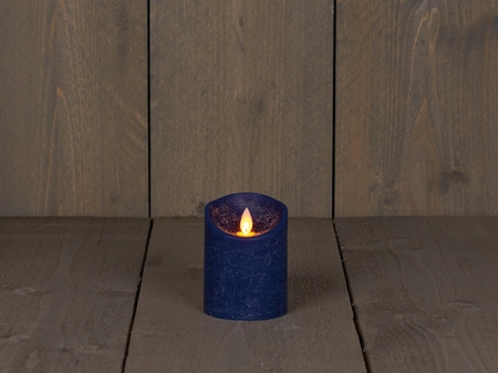 Anna's Collection LED rustiek wax stompkaars antiek blauw 7,5x10cm 3xaaa/timer - afbeelding 1