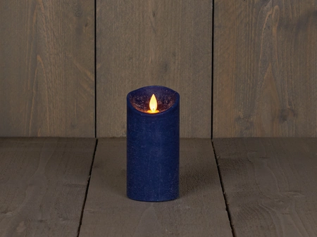 Anna's Collection LED rustiek wax stompkaars antiek blauw 7,5x15cm 3xaaa/timer - afbeelding 1