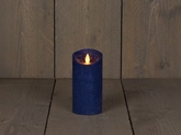 Anna's Collection LED rustiek wax stompkaars antiek blauw 7,5x15cm 3xaaa/timer - afbeelding 1