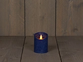 Anna's Collection LED rustiek wax stompkaars antiek blauw 7,5x10cm 3xaaa/timer - afbeelding 2