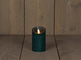 Anna's Collection LED rustiek wax stompkaars antiek groen 7,5x12,5cm 3xaaa/timer - afbeelding 1