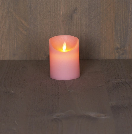 Anna's Collection LED rustiek wax stompkaars roze 7,5x10cm 3xaaa/timer - afbeelding 2