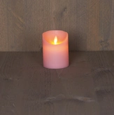 Anna's Collection LED rustiek wax stompkaars roze 7,5x10cm 3xaaa/timer - afbeelding 2