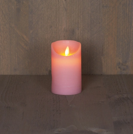 Anna's Collection LED rustiek wax stompkaars roze 7,5x12,5cm 3xaaa/timer - afbeelding 1