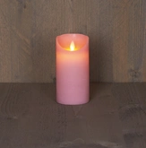 Anna's Collection LED rustiek wax stompkaars roze 7,5x15cm 3xaaa/timer - afbeelding 1