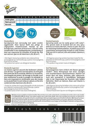 Buzzy® Organic Sprouting Mosterdkers  (BIO) - afbeelding 2