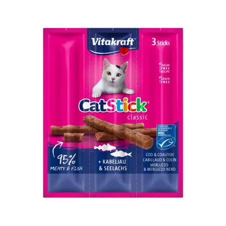 Cat Stick mini met kabeljauw en koolvis