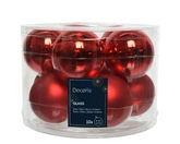 Decoris Glazen kerstballen tube 10 stuks - Kerstrood - afbeelding 2