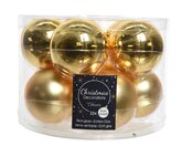 Decoris Glazen kerstballen tube 10 stuks - Licht Goud - afbeelding 1