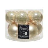 Decoris Glazen Kerstballen Tube 10 stuks - Parel - afbeelding 1