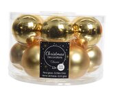 Decoris Glazen kerstballen tube 12 stuks - Licht Goud - afbeelding 1