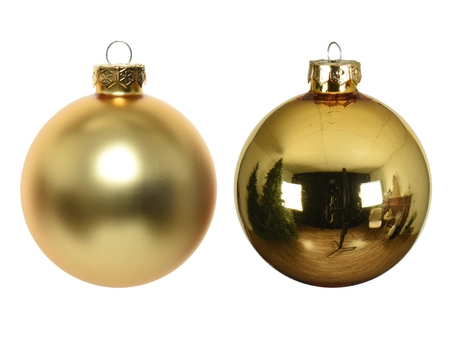 Decoris Glazen kerstballen tube 12 stuks - Licht Goud - afbeelding 3