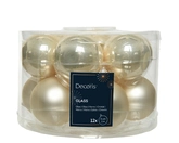 Decoris Glazen Kerstballen Tube 12 stuks - Parel - afbeelding 3