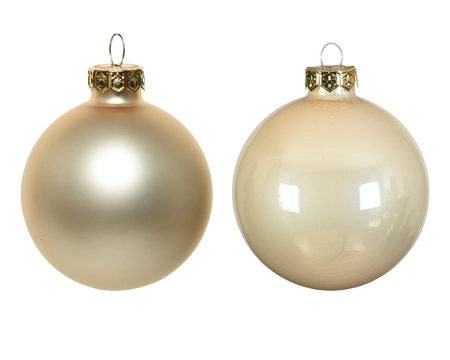 Decoris Glazen Kerstballen Tube 12 stuks - Parel - afbeelding 4