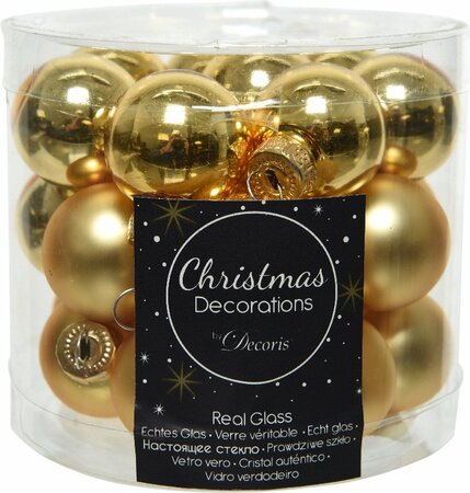 Decoris Glazen kerstballen tube 24 stuks - Licht Goud - afbeelding 1