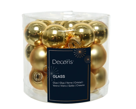 Decoris Glazen kerstballen tube 24 stuks - Licht Goud - afbeelding 2