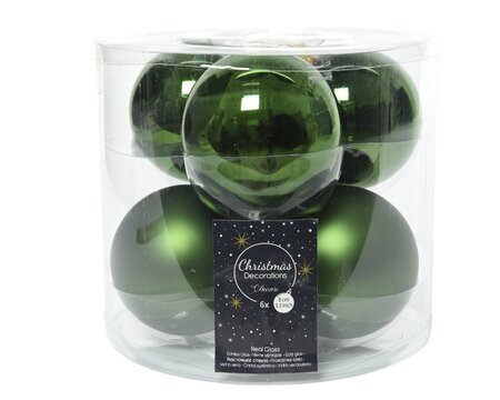 Decoris Glazen kerstballen tube 6 stuks - Groen - afbeelding 1