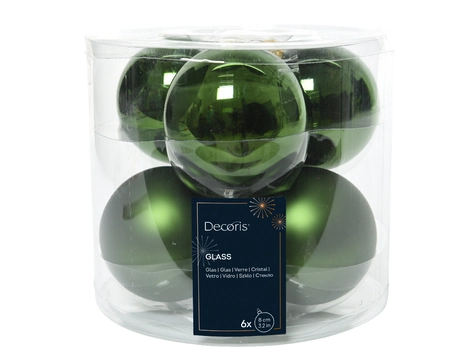 Decoris Glazen kerstballen tube 6 stuks - Groen - afbeelding 2