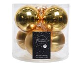 Decoris Glazen kerstballen tube 6 stuks - Licht Goud - afbeelding 1