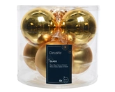 Decoris Glazen kerstballen tube 6 stuks - Licht Goud - afbeelding 2