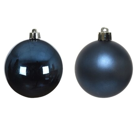 Decoris Glazen Kerstballen Tube 6 stuks - Nachtblauw - afbeelding 2