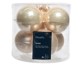 Decoris Glazen Kerstballen Tube 6 stuks - Parel - afbeelding 3