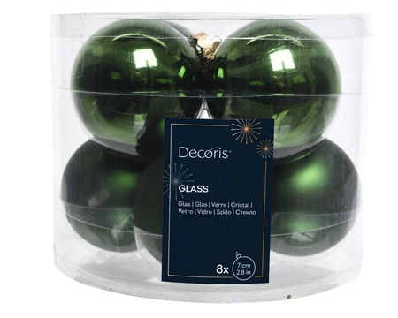 Decoris Glazen kerstballen tube 8 stuks - Groen - afbeelding 2