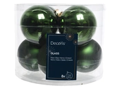 Decoris Glazen kerstballen tube 8 stuks - Groen - afbeelding 2