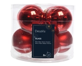 Decoris Glazen Kerstballen Tube 8 stuks - Kerstrood - afbeelding 3