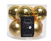 Decoris Glazen kerstballen tube 8 stuks - Licht Goud - afbeelding 1