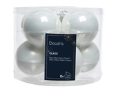 Decoris Glazen kerstballen tube 8 stuks - Wit - afbeelding 2