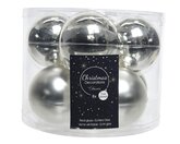 Decoris Glazen kerstballen tube 8 stuks - Zilver - afbeelding 1