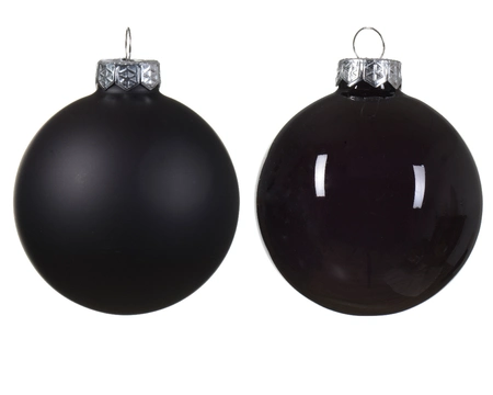 Decoris Glazen kerstballen tube 8 stuks - Zwart - afbeelding 3