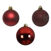 Decoris Kunststof Kerstballen Tube 10 stuks - Ossenbloed - afbeelding 2