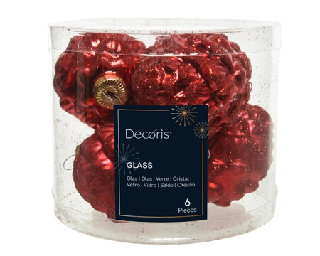 denappel glas d5h7cm k.rood 6st - afbeelding 1