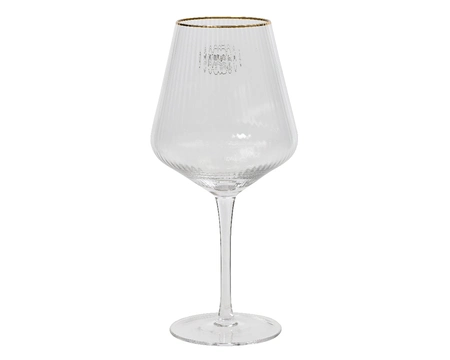 Drinkglas glas d10h22cm helder/goud