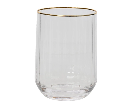 Drinkglas glas d8h11cm helder/goud