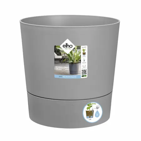 Elho Bloempot Greensense Aqua Care rond 30cm grijs - afbeelding 1