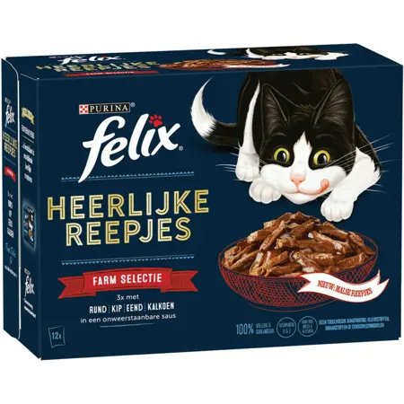 Felix Heerlijke Reepjes Pouch In Saus Farm Sel Mp 12X80Gr