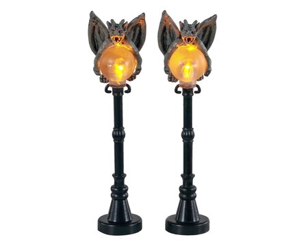 Gargoyle Lamp Post, Set Of 2, B/O (4.5V) Spooky Town