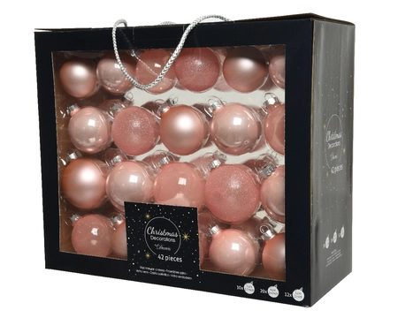 Glazen kerstballen box 42 stuks blush pink