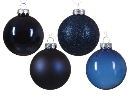 Glazen kerstballen box 42 stuks night blue - afbeelding 2