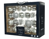 Glazen kerstballen box 42 stuks silver - afbeelding 1