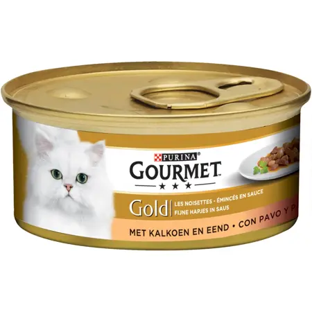 Gourmet Gold Blik Fijne Hapjes Kalkoen&Eend 85Gr