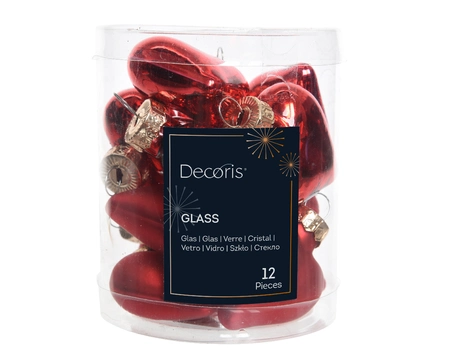 hart glas l2b4.5h4cm k.rood 12st - afbeelding 1