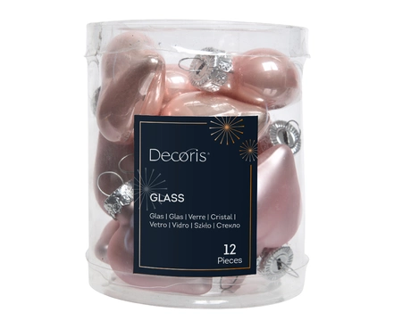 hart glas l2b4.5h4cm p.roze 12st - afbeelding 1