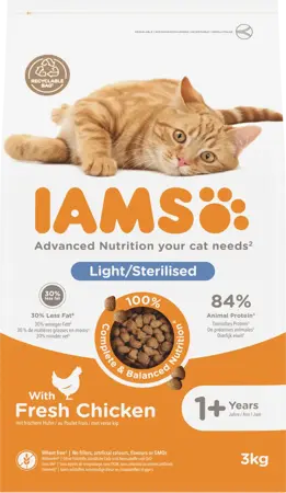 Iams cat adult sterilised/overweight chicken 3kg