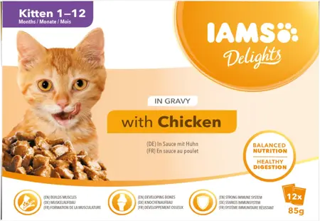 Iams Delights Pouch Kitten Gravy Mp 12X85Gr