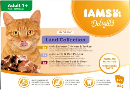 Iams Delights Pouch Land Coll Gravy Mp 12X85Gr